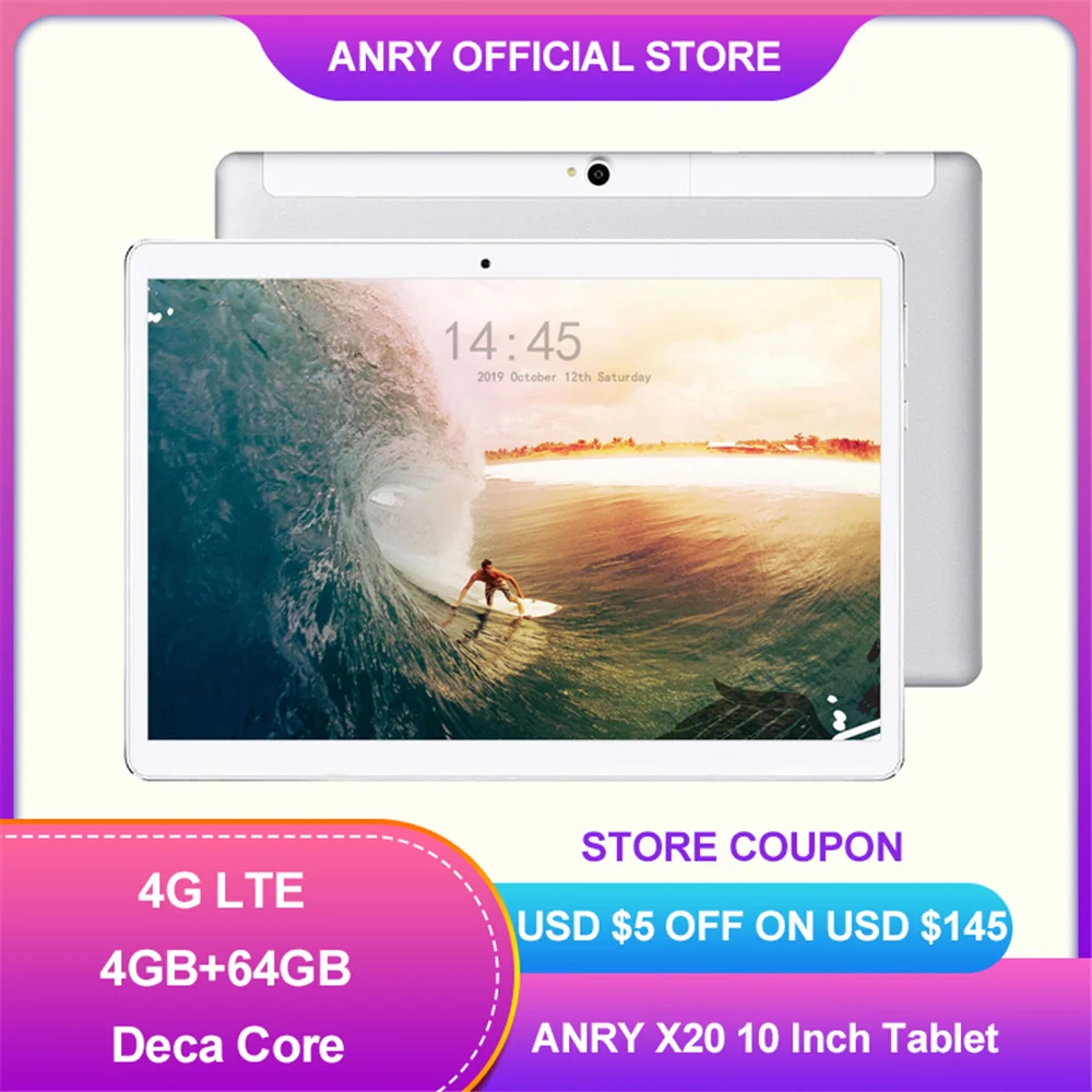ES RU Spezielle Verkäufe ANRY X25 10,1 Zoll Tablet PC Deca Core 4G Phone Call IPS 1920X1200 4GB + 64GB Andorid 8,1 Tablet 10