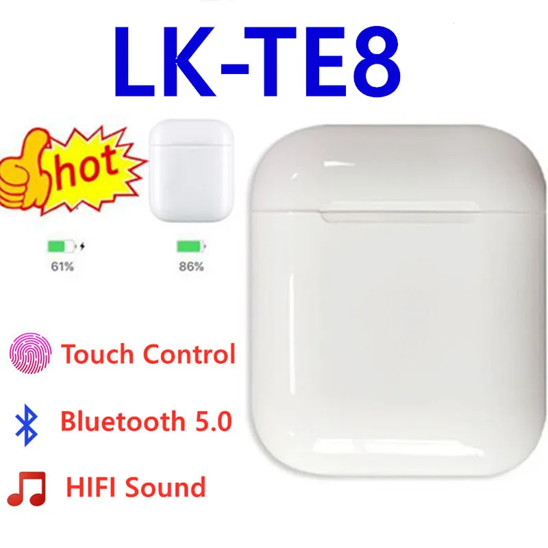 Оригинальные LK-TE8 LK TE8 Bluetooth 5,0 наушники беспроводные наушники сенсорное управление наушники LKTE8 для iPhone huawei Xiaomi LG гарнитура