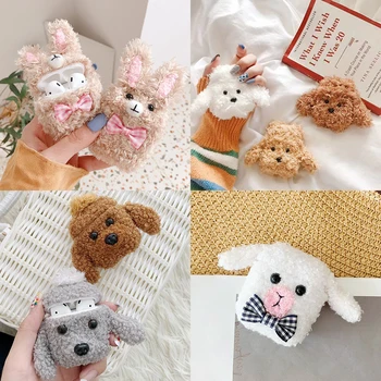 

Plush Teddy Case For Airpods Case 2 Knitting Coque Funda For Airpod 2 Cover For Apple Air Pods Airpot Charging Box Case Cover
