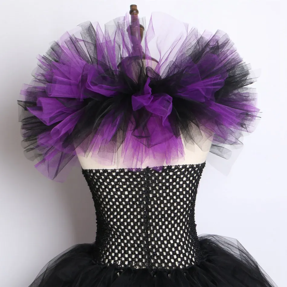 INLOVILL Deluxe Girl Maleficent; платье-пачка Феи ведьмы с повязкой на голову; Детские вечерние костюмы злой королевы для костюмированной вечеринки на Хэллоуин
