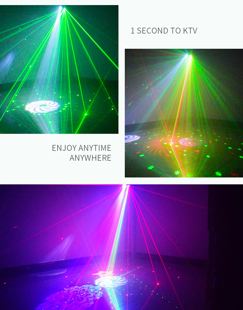 YSH Laser Disco Light Party Lamp Fog Machine Radiation DJ Controller Projecter Led Music Stage Home Decoration Gift RGB Strobe