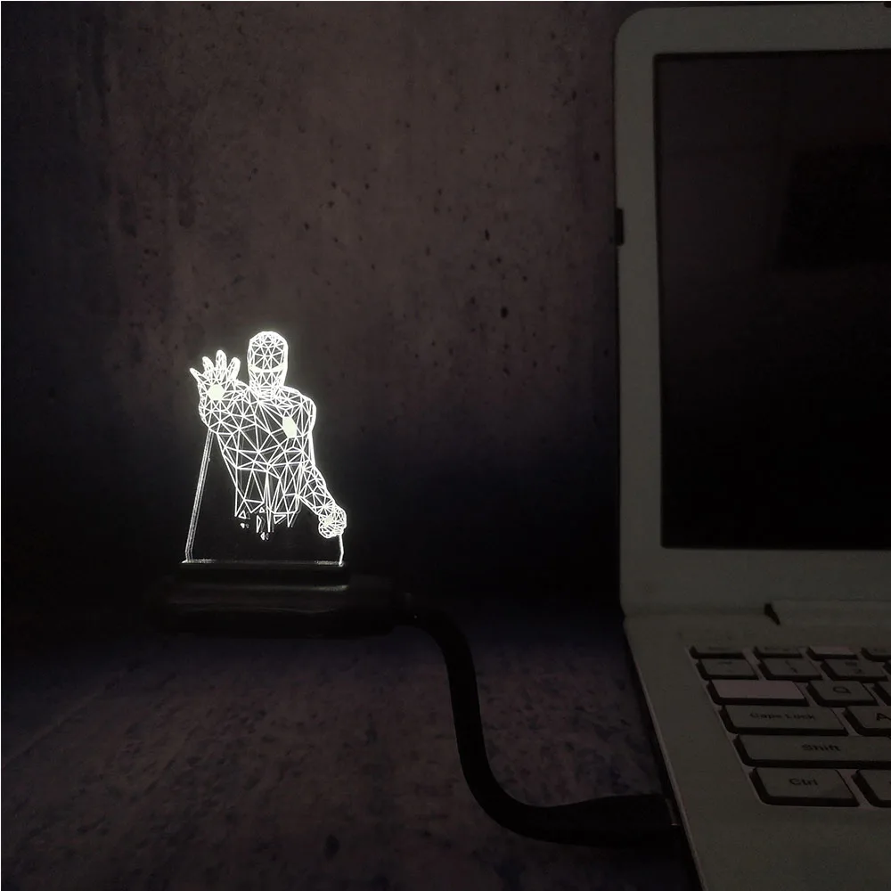 Marvel роль мини Ночник светильник Человек паук Супермен Железный человек USB