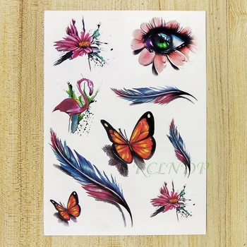 

Waterproof Temporary Tattoo Sticker butterfly feather Flamingo fake tatto flash tatoo tatouage temporaire for girl women