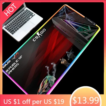 

Yuzuoan RGB Republic Of Gamers Mouse Pad LED Backlit Keyboard Mouse Pad CSGO Game Mouse Pad