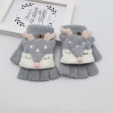 Детские Зимние перчатки для мальчиков и девочек, мягкие красивые универсальные хлопковые перчатки с героями мультфильмов на половину пальца, варежки, теплые перчатки на половину пальца