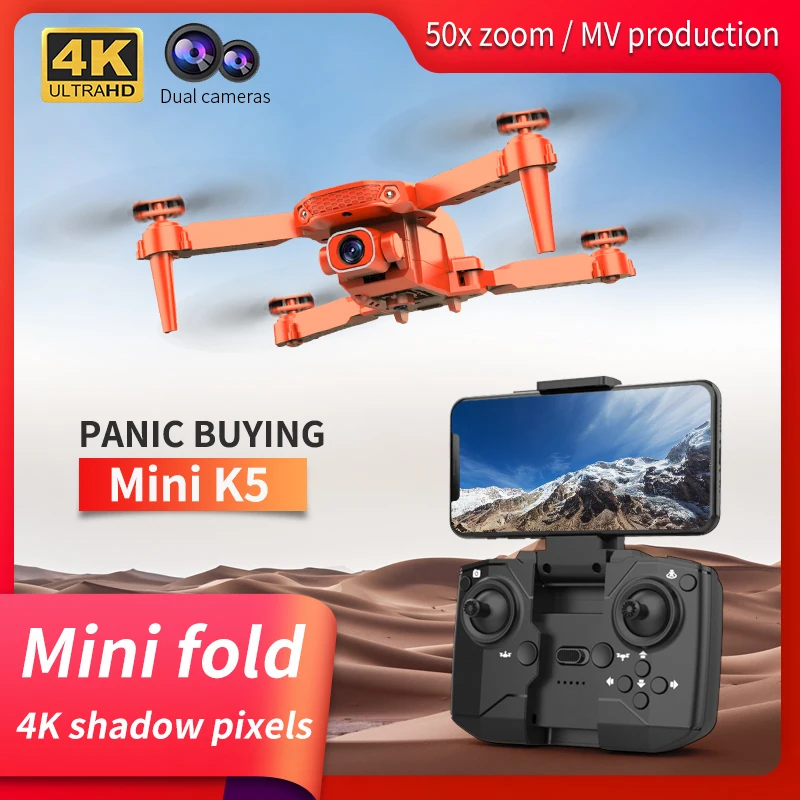 New K5 Mini Drone 4K HD Dual Camera 2.4G Wifi FPV Air Pressure Fixed Height Foldable Quadcopter RC Helicopter Gifts Toys 2