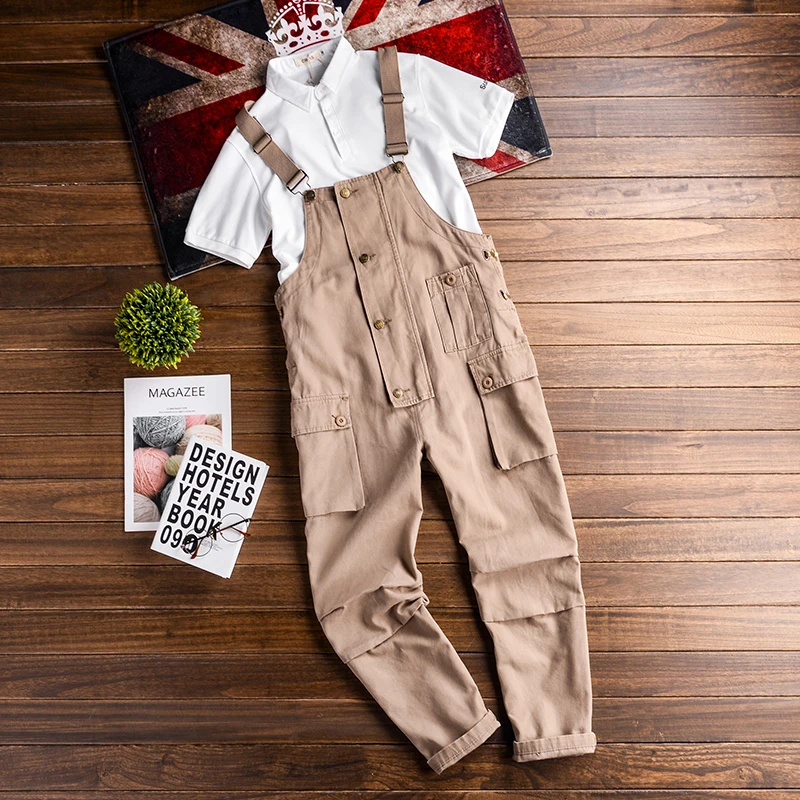 Men Jumpsuit Casual Romper 2020 Joggers Loose Bib Pants Streetwear Fashion Solid Color Suspenders Men Overalls