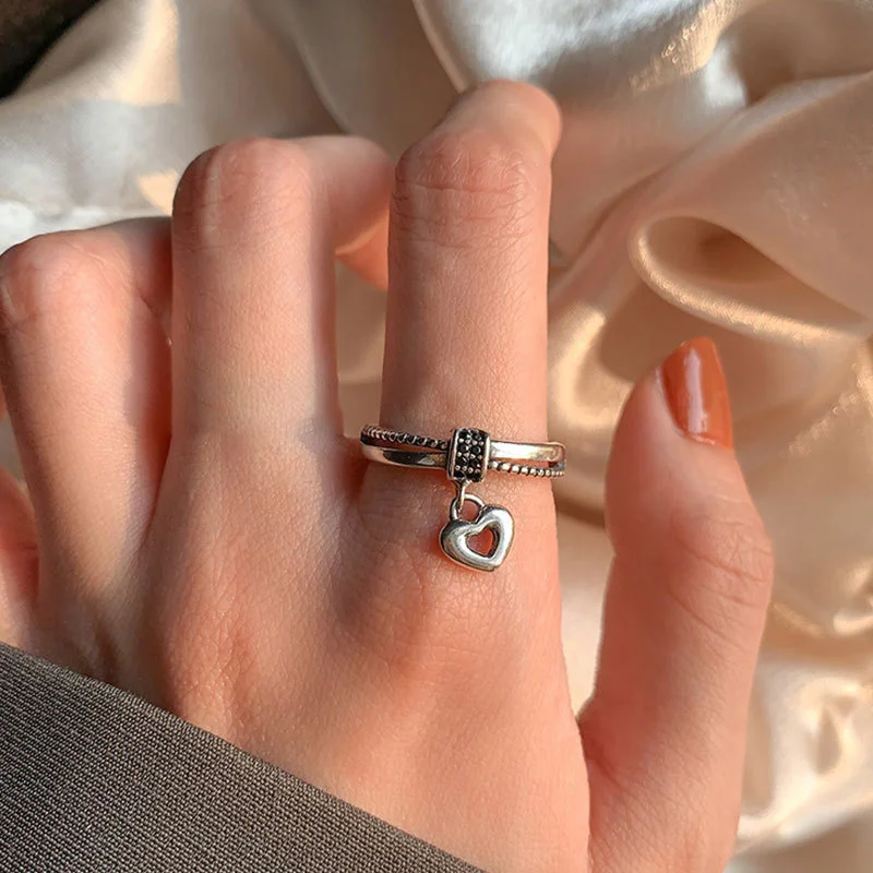 Open Adjustable Silver Color Rings 