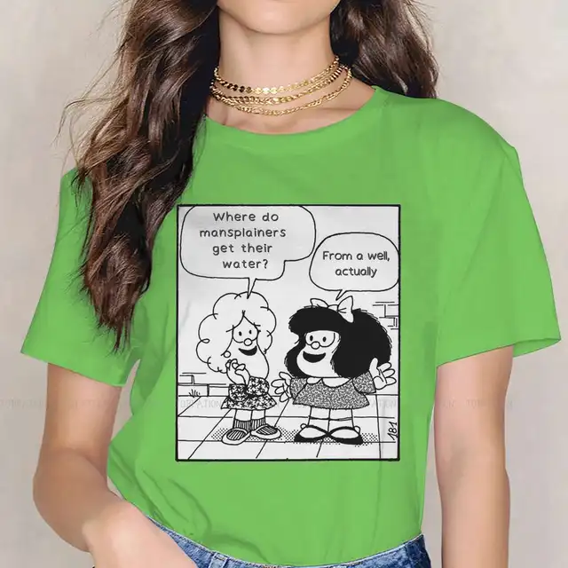 Mansplaning dulce chicas mujeres camiseta Mafalda Quino Comics Manga Blusas Harajuku pantalón corto Casual Manga Vintage gran Tops|Camisetas| - AliExpress