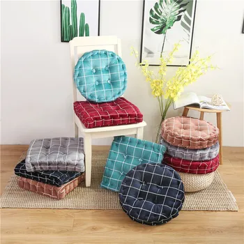 

Simanfei Seat Cushion Floor Pillow Concise Plaid Square Pouf Round Cushion Tatami Futon Cotton Linen Soft Chair Cushion Mat