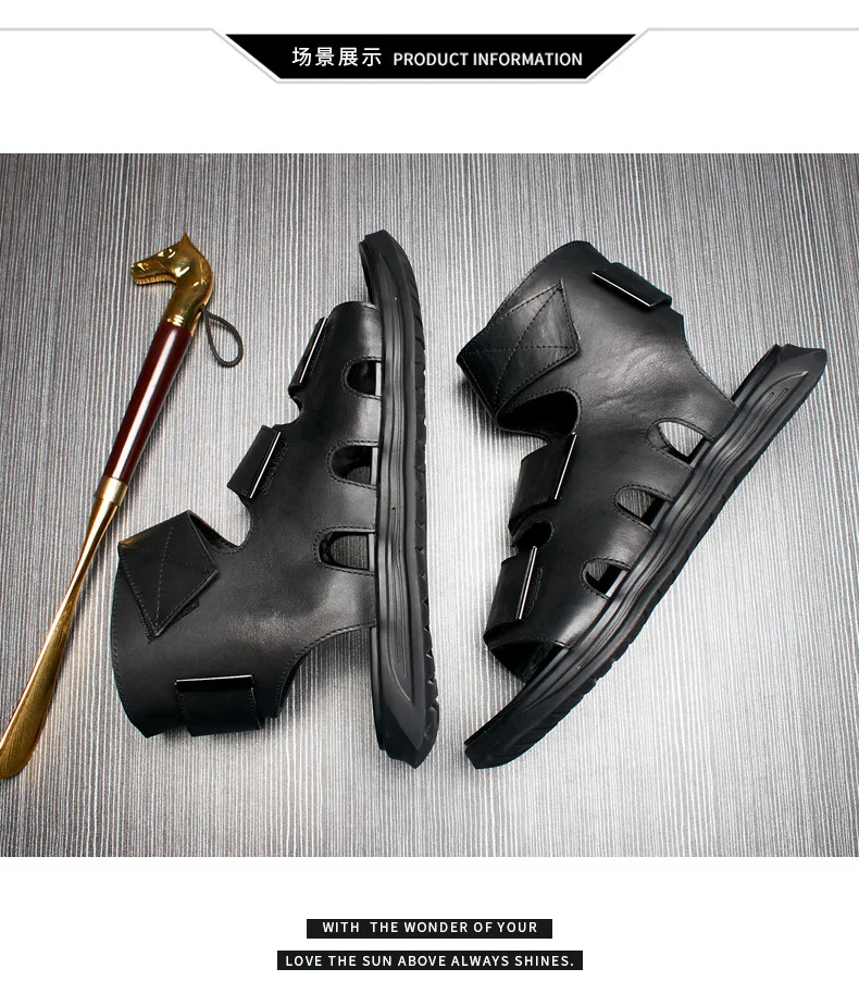 Roman sandals men summer cowhide comfortable breathable fashion comfortable shoes outdoor anti-skid casual Shoes men beach