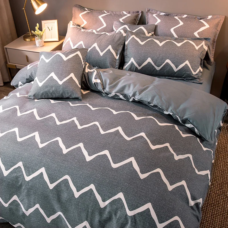 

High Quality Winter Warm Bed Linen New Style 3-6pcs/set Flowers Printed Bedding Set Stripe Duvet Cover Flat Sheet Pillowcase CF