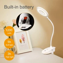Novo clipe lâmpada de mesa estudo 3 modos toque 1200mah recarregável led lâmpada de mesa de leitura usb luz de mesa flexo lâmpada de mesa dropshipping