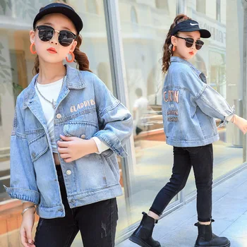 

Girls Coat Outerwear Long Sleeve Coat For Girls Letter printing Children's Coat Casual Style Kids Clothes Girl 6 8 10 12 14
