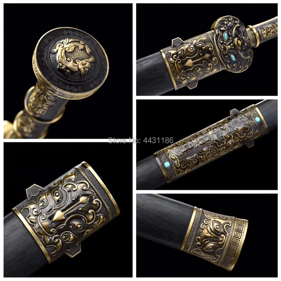 Metal Handle Chinese KungFu Battle Dao Sword Strong High Manganese Steel Sharp Double Edge WuShu Han Jian Saber