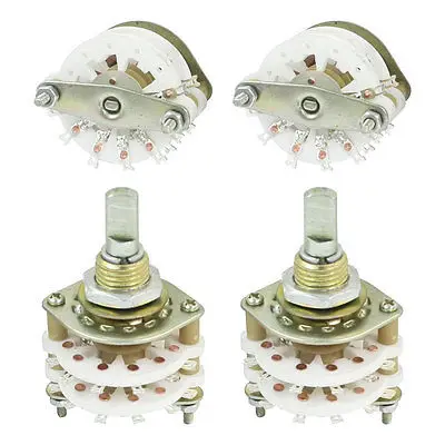 

4Pcs 10mm Mount Hole Dia 2P6T 2 Deck Band Channel Rotary Switch Selector