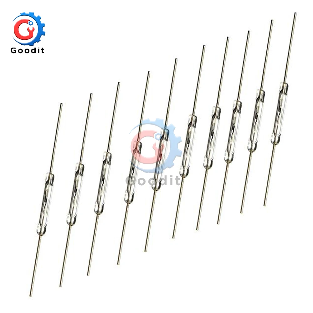 10Pcs 14mm Glass Magnetic Induction Reed Switch MagSwitch Normally Open NO 