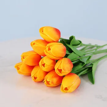 

10PCS Fake Tulip Artificial Flowers Real Touch Bouquet for Home Decoration High Quality White Tulip Flowers Wedding Decoration