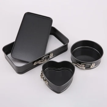 

3PCS Non-stick Spring Form Cake Tray Baking Mold Iron Core Square Round Box Set Bakeware Cake Decorating Tool Kitchen Cake Mold
