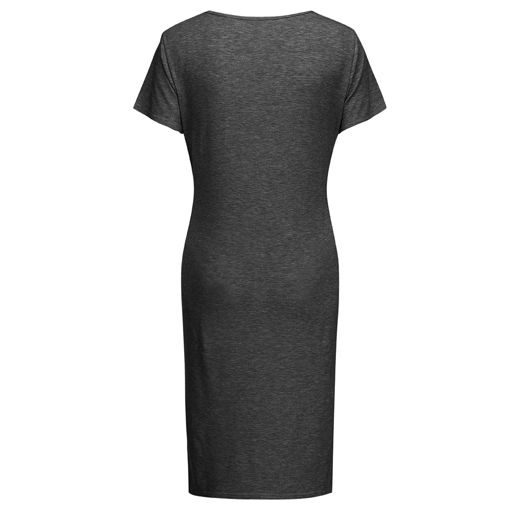 Women's Side Slit Maternity Clothes Bodycon Dress Mama Casual Short Sleeve Wrap Vestidos Womens Clothing Plus Size Robe