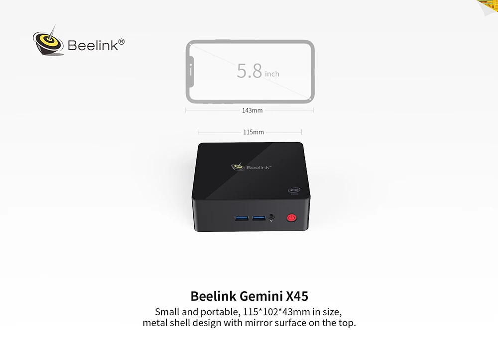 Beelink Gemini X45 Мини ПК Intel GEMINI LAKE J4105 1000M 8 ГБ 128/256/512 ГБ Поддержка 4K 2,4G + 5G WI-FI USB3.0 HDMI медиа-плеер