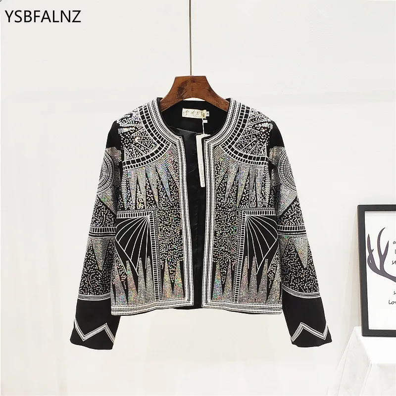 

2020 Woman Sequins Heavy Industry Short Jacket Street Style Star Pattern Clothes Loose O-neck Women Clothing Cardigan Ropa Mujer