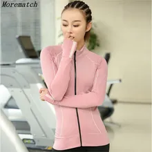 Morematch Оригинальные куртки для бега на молнии Женская спортивная куртка для женщин тренировка йоги спортивная кофта быстросохнущая футболка для йоги для женщин