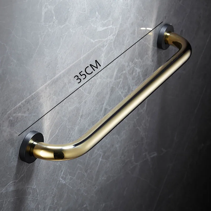 Soild Copper Bathtub Armrest Bathroom Safety Handle Black Gold Bathroom Stairs Barrier Free Elderly Antiskid Armrest