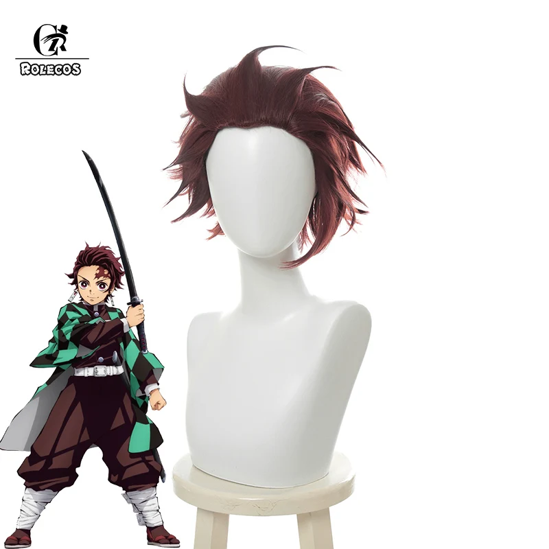 Rolecos аниме Kimetsu no Yaiba Косплей волосы Tanjirou Kamado Косплей Короткие 25 см волосы демон Slayer термостойкие синтетические волосы