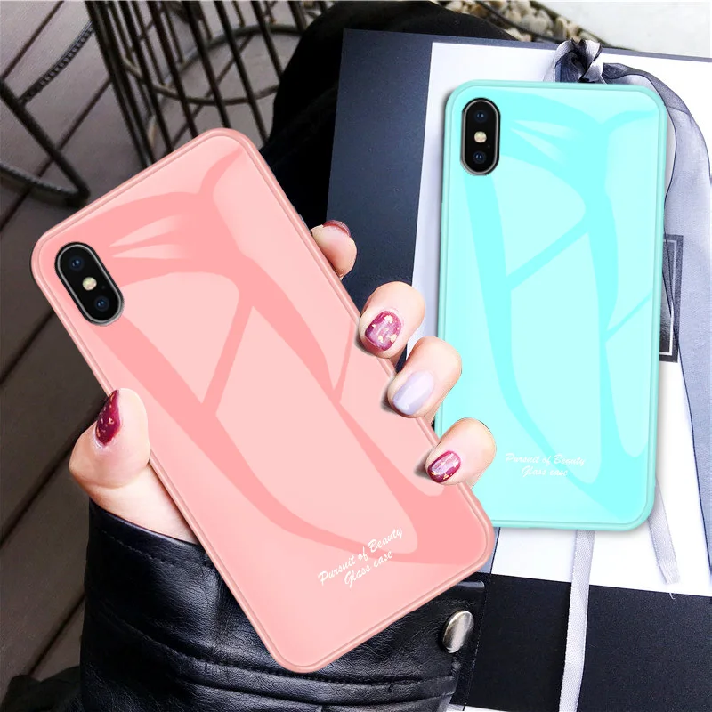 Macaron стеклянный чехол для Apple iphone X XR, Модный милый Противоударный задняя крышка для iphone XS Max, задняя крышка для телефона