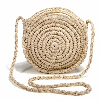 

2020 Vintage Round Straw Bags Summer Beach Bag Small Handmade Crossbody Shoulder Bag Girls Circle Rattan bag Small Bohemian