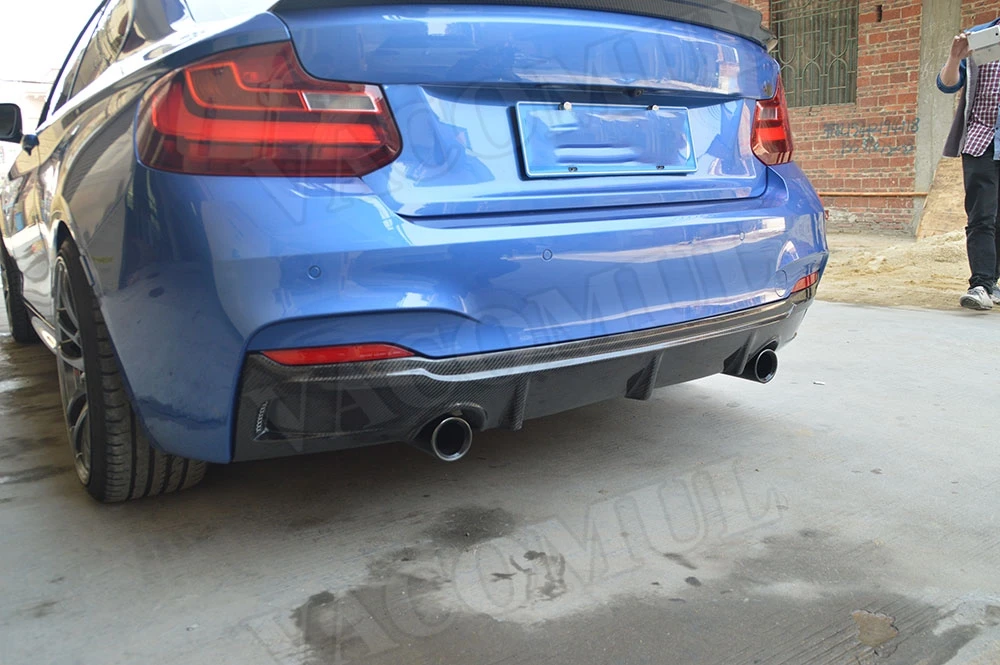 2 серии углеродного волокна задний бампер спойлер для BMW F22 M Sport M235i 240i 220i 2013- E Стиль FRP два выхода диффузор