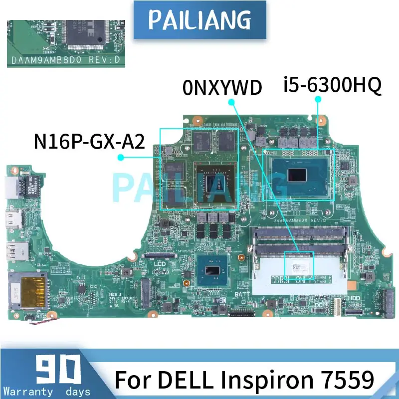 

Материнская плата для ноутбука DELL Inspiron 7559 Φ DAAM9AMB8D0 0NXYWD SR2FP i5-6300HQ DDR4 N16P-GX-A2