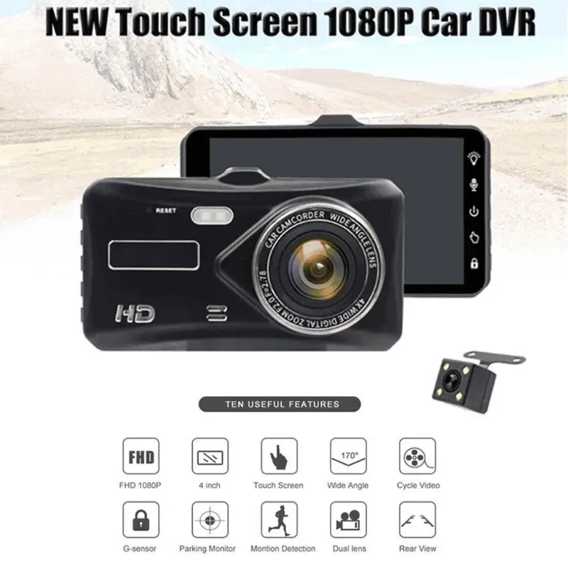 Двойной объектив Full HD 1080P " ips Автомобильный видеорегистратор g-сенсор режим парковки WDR