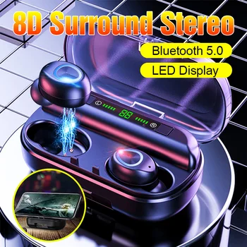 

Tws Headset Bluetooth Earphones Wireless Headphones Led Power Display 8D Stereo Sound Earbuds Noise Canceling Sport Earphone