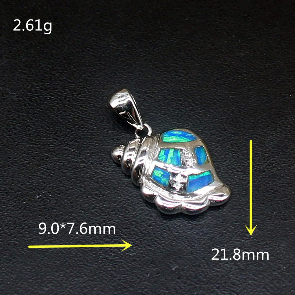 Gemstonefactory Jewelry Big Promotion 925 Silver Trendy Blue Opal Conch Shape Women Ladies Gifts Necklace Pendant 20214521