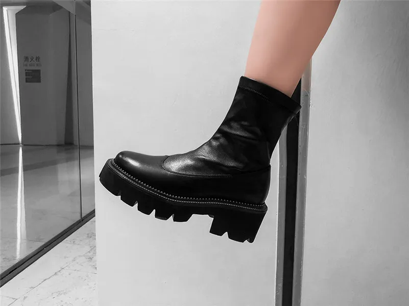 GCYFWJ/Классические ботинки на платформе с круглым носком женские ботильоны из натуральной кожи женские полусапожки «Челси» большого размера Женская обувь для вечеринок