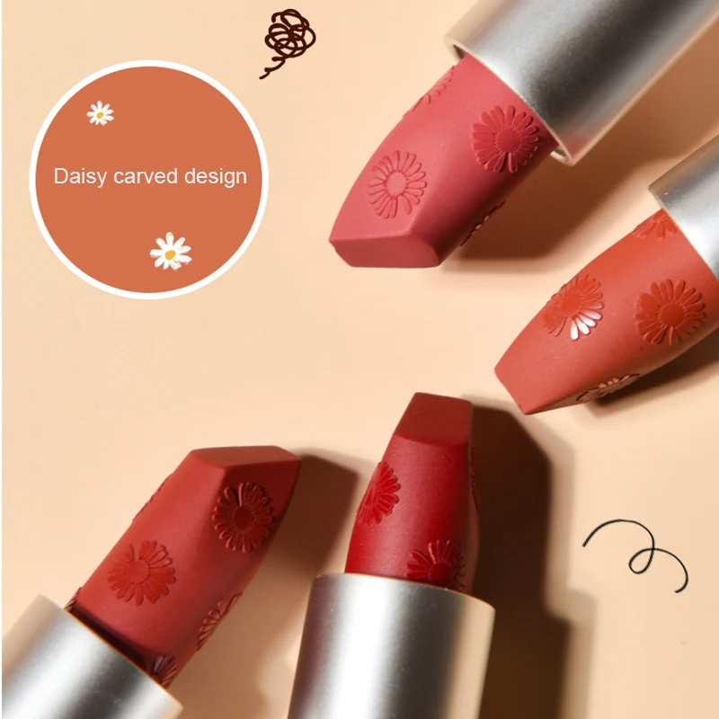 

GOGOTALES Heartbeat Daisy Soft Mist Lipstick Matte Velvet Long Lasting Moisture Cosmetic Red Lip Matte Lipstick Waterproof TSLM2