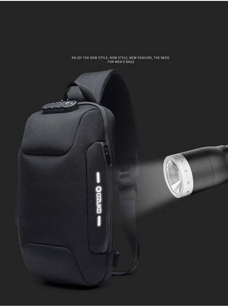 Для мужчин Usb Анти-кражи нагрудная сумка в стиле casual сумка Водонепроницаемый Ткань Оксфорд груди мешок для мобильного телефона
