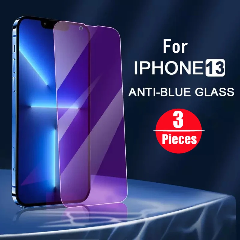Protector de pantalla de cristal templado para película protectora de cristal antirayos azules 9H iPhone 13/13Pro/13 Pro Max, para el cuidado de los ojos, 3 unidades|Protectores de pantalla de teléfono| -