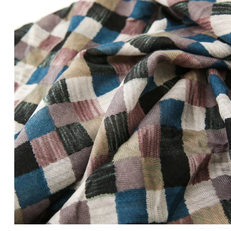 Fashion Women grid Scarf Long size 180x90cm Cotton scarves Winter Lady Scarves Soft Shawl Wrap Scarf Elegant for Christmas  (24)