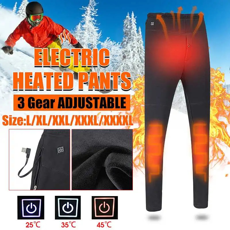 Новинка, теплые штаны с электрическим подогревом для мужчин и женщин, с USB подогревом, базовый слой, эластичные брюки, утепленные брюки с подогревом для кемпинга, пеших прогулок