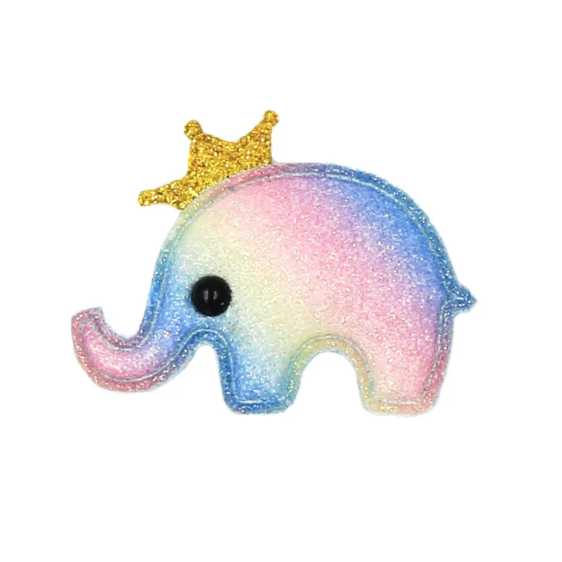 10Pcs Elephant 06 10 шт. блестящие нашивки слон дельфин сердце Корона нашивка "облако" DIY заколки для волос аксессуары радужные аппликации пришить на одежду для малышей - Цвет: 10Pcs Elephant 06
