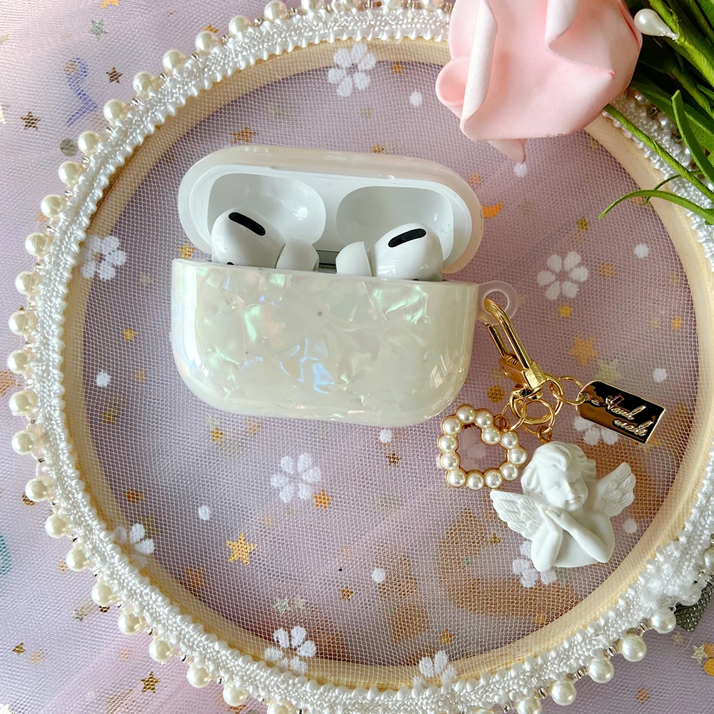 

Luxury Pearl Angel Glossy Case for Apple Airpods 1 2 Case for AirPods Pro Case Bluetooth Earphone Accessories Headphone Box