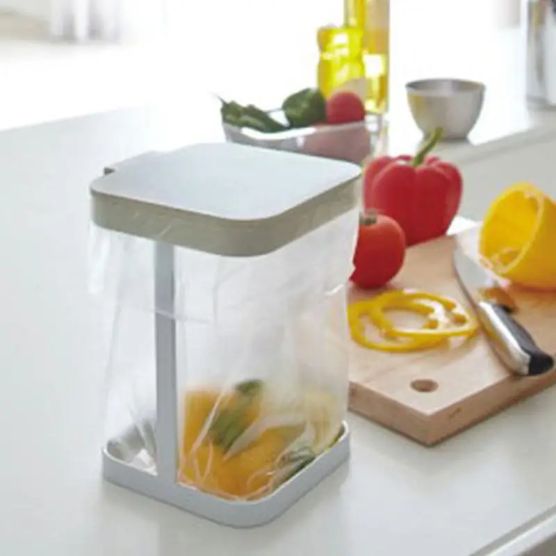 

Clamshell Trash Can Kitchen Storage Bag Mini Home Kitchen Living Room Table Trash Can Rack Portable Car Garbage Storage Bag