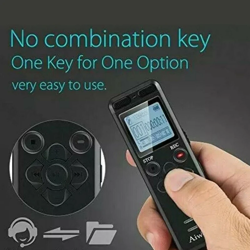 8GB Digital Voice Activated Recorder with Speaker 1536Kbps Noise Reduction Pass Word Mini Microphone MP3 Player for Lecture