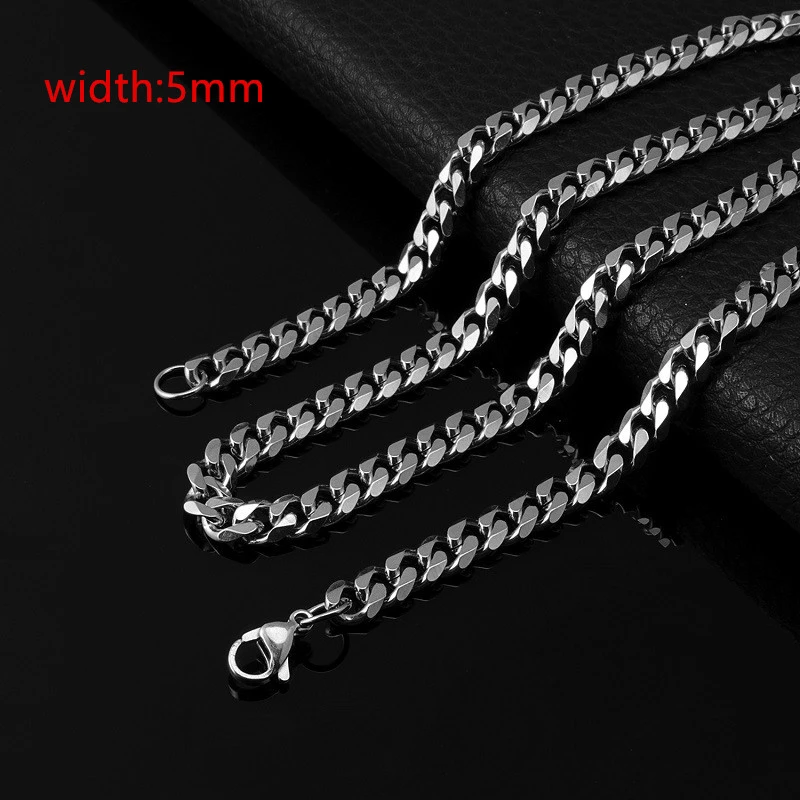 2022 Classic Rope Chain Men Necklace Width 2/3/4/5 MM Stainless Steel Figaro Cuban Chain Necklace For Men Women Jewelry 