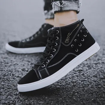 

Autumn And Winter New BOY'S Canvas Shoes Trendy Shoes Men's Casual Shoes Teenager Versatile Hight-top Denim Shoes Men Shoes