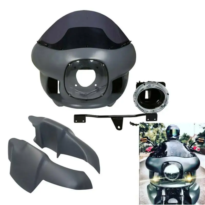 US $146.68 Motorcycle 7 Headlight Upper Fairing Mount Kits Windscreen For Harley Dyna Street Bob Wide Glide Low Rider FXDL FXDB FXDWG