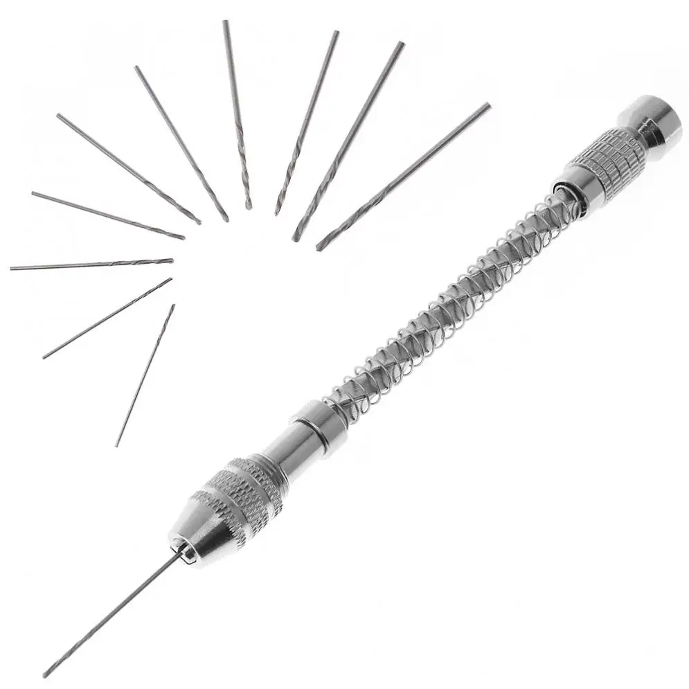 

12pcs Mini Semi-Automatic 0-2MM Hand Twist Drill Bit Set with Straight Shank for Plastic Rubber Wood Working Drilling
